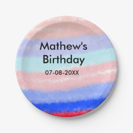 Rood blauw Amerikaanse jongen verjaardag naam datu Papieren Bordje