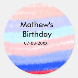 Rood blauw Amerikaanse jongen verjaardag naam datu Ronde Sticker