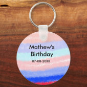 Rood blauw Amerikaanse jongen verjaardag naam datu Sleutelhanger (Achterkant)