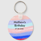 Rood blauw Amerikaanse jongen verjaardag naam datu Sleutelhanger (Achterkant)