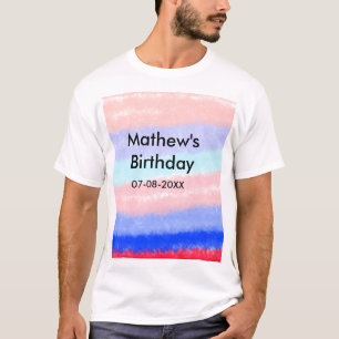 Rood blauw Amerikaanse jongen verjaardag naam datu T-shirt