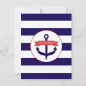 Rood + Blauw Anker + Stripes Boy Baby shower Kaart (Voorkant)