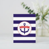 Rood + Blauw Anker + Stripes Boy Baby shower Kaart (Staand voorkant)
