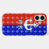 Rood blauw ankers en Initialen Case-Mate iPhone Case (Achterkant (horizontaal))