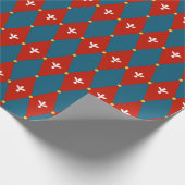 Rood Blauw Argyle of Diamant Motief Inpakpapier (Hoek)