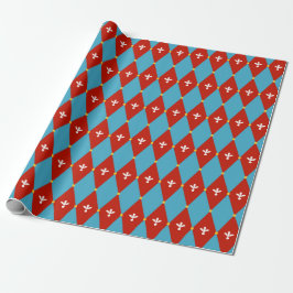 Rood Blauw Argyle of Diamant Motief Wikkelpapier Cadeaupapier