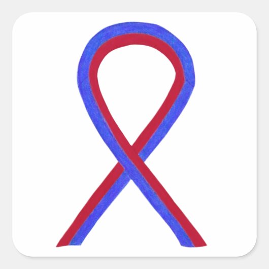 Rood & blauw Awareness Ribbon Custom Sticker Decal (Voorkant)