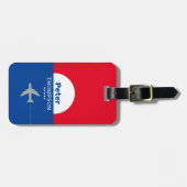 rood blauw bagagelabel met naam (Voorkant horizontaal)