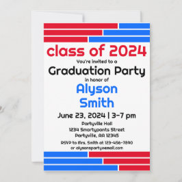 Rood & Blauw Bars Één Foto Afstudeerder Partij Kaart