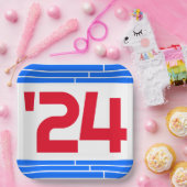 Rood & Blauw Bars Klasse van '24 Afstuderen Papieren Bordje (Feest)