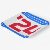 Rood & Blauw Bars Klasse van '24 Afstuderen Papieren Bordje (Gebogen)