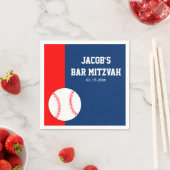 Rood Blauw Baseball Bar Mitzvah Gepersonaliseerd Servet (Insitu)