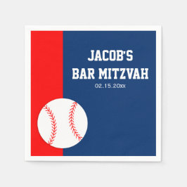 Rood Blauw Baseball Bar Mitzvah Gepersonaliseerd Servet