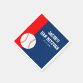 Rood Blauw Baseball Bar Mitzvah Gepersonaliseerd Servet (Hoek)
