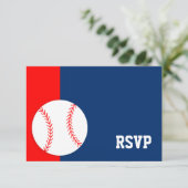 Rood Blauw Baseball Bar Mitzvah RSVP (Staand voorkant)