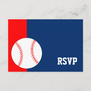 Rood Blauw Baseball Bar Mitzvah RSVP Kaartje