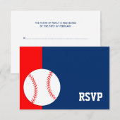 Rood Blauw Baseball Bar Mitzvah RSVP Kaartje (Voorkant / Achterkant)