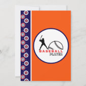 Rood Blauw Baseball Meisje Jongen Verjaardagsfeest Kaart (Achterkant)