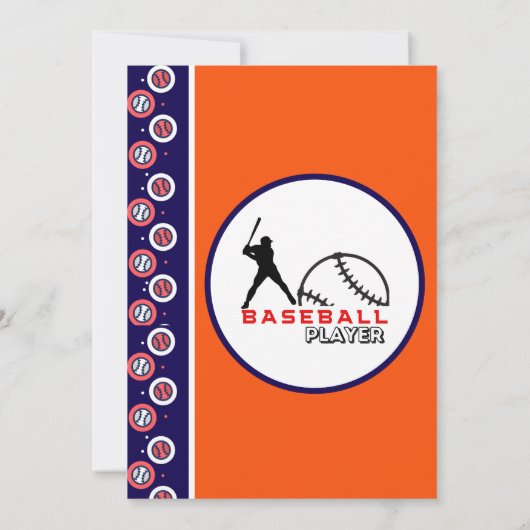 Rood Blauw Baseball Meisje Jongen Verjaardagsfeest Kaart (Achterkant)