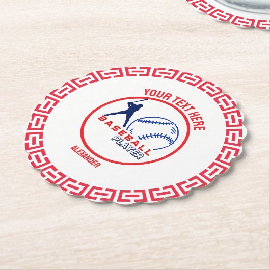 Rood Blauw Baseball Meisje Jongen Verjaardagsfeest Kartonnen Onderzetters (Gekanteld)