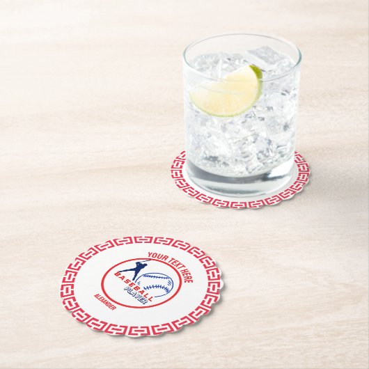 Rood Blauw Baseball Meisje Jongen Verjaardagsfeest Kartonnen Onderzetters (Insitu)