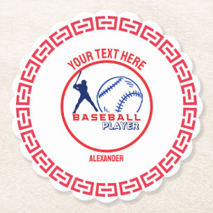 Rood Blauw Baseball Meisje Jongen Verjaardagsfeest Kartonnen Onderzetters