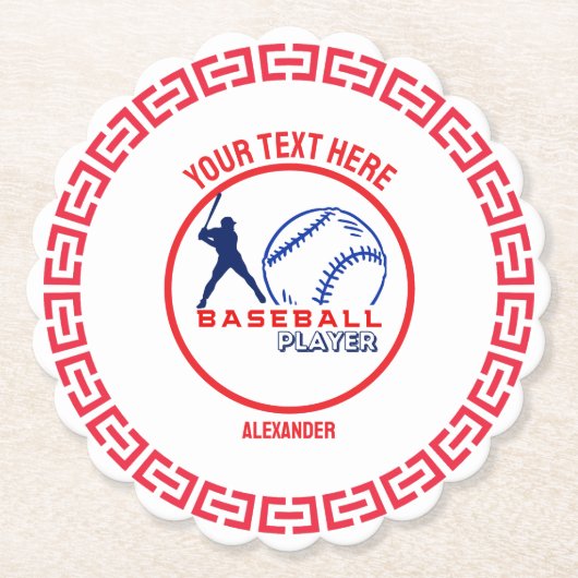 Rood Blauw Baseball Meisje Jongen Verjaardagsfeest Kartonnen Onderzetters (Voorkant)