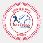 Rood Blauw Baseball Meisje Jongen Verjaardagsfeest Ronde Sticker (Voorkant)