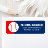 Rood Blauw Baseball Retouradres Etiket (Insitu)