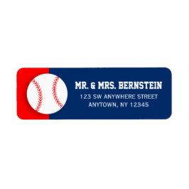 Rood Blauw Baseball Retouradres Etiket
