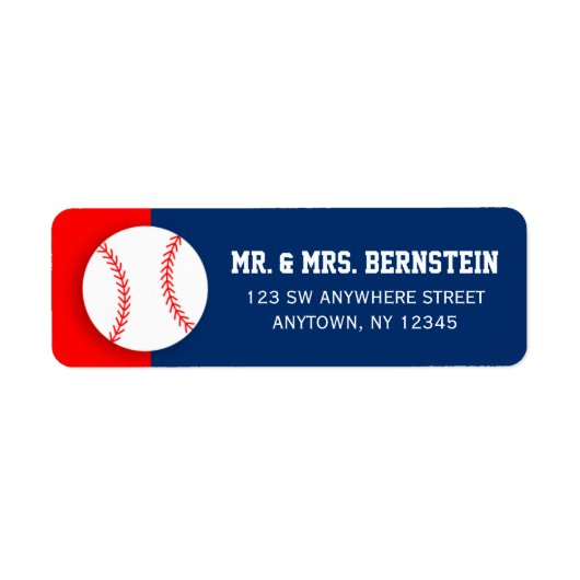 Rood Blauw Baseball Retouradres Etiket (Voorkant)