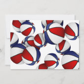 Rood Blauw Basketballen Meisjes Verjaardagsfeest Kaart (Achterkant)