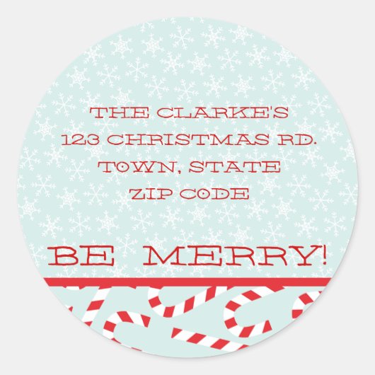 ROOD BLAUW BE MERRY KERSTMIS ADRES STICKERS (Voorkant)