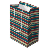 Rood Blauw Beige Ligstoel Stripes Medium Gift Bag Medium Cadeauzakje (Achterkant Gekanteld)