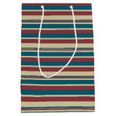 Rood Blauw Beige Ligstoel Stripes Medium Gift Bag Medium Cadeauzakje (Voorkant)