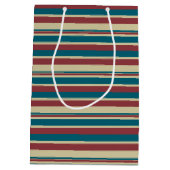 Rood Blauw Beige Ligstoel Stripes Medium Gift Bag Medium Cadeauzakje (Achterkant)