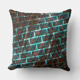 Rood blauw bevlekt, krassen, raster- of baksteenef kussen