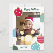 Rood Blauw Blauwgroen Prettige feestdagen Kerstbal Feestdagenkaart (Voorkant)