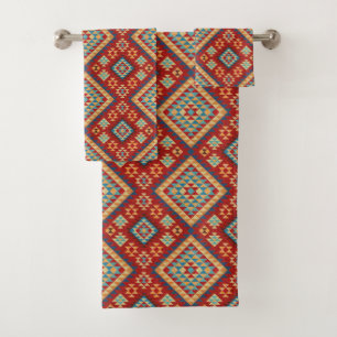 Rood Blauw Blauwgroen Sinaasappel Geel Oosters Kil Bad Handdoek