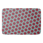 Rood Blauw Bloem Geometrisch Abstract Badmat (Voorkant)