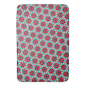 Rood Blauw Bloem Geometrisch Abstract Badmat (Voorkant Verticaal)