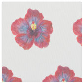 Rood Blauw Bloem Waterverftekening Stof (Close Up)