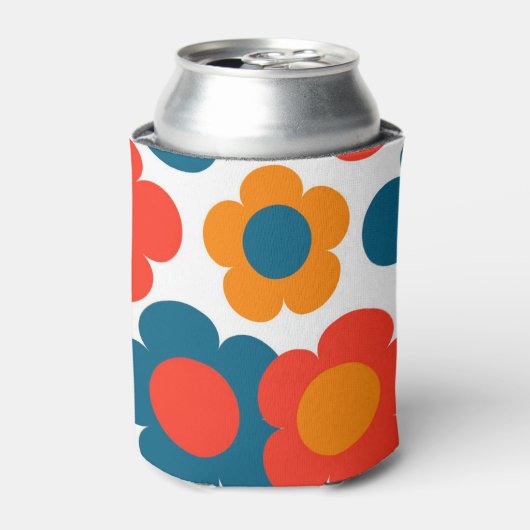 Rood & Blauw Bloemen Bold Botanische Lente & Zomer Blikjeskoeler (Blikje Voorkant)