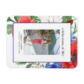 Rood Blauw Bloemen Foto Collage Begrafenis Magneet (Horizontaal)