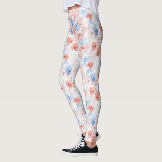 Rood Blauw Bloemen Leggings (Links)