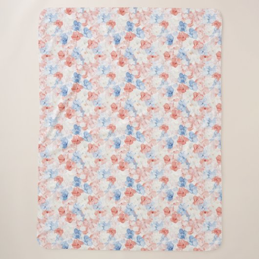 Rood Blauw Bloemen Sherpa Deken (Voorkant)