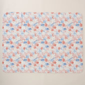 Rood Blauw Bloemen Sherpa Deken (Voorkant (horizontaal))