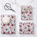 Rood Blauw  Bloemen Wedding Vrijgezellenfeest Inpakpapier Vel<br><div class="desc">Een rood,  blauw en crèmekleurig bloemig vrijgezellenfeest of trouwpapier. Elegant  Shabby Chic ontwerp dat perfect is voor zoveel gelegenheden.</div>