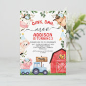 Rood Blauw Boerderij Schuur Tractor Verjaardag Kaart (Staand voorkant)