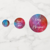 Rood & Blauw Bokeh Modern| Namen, Liefde, Datum Confetti (Voorkanten)